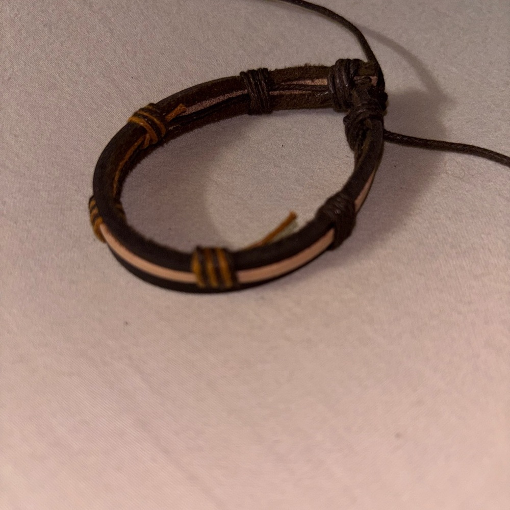 Brown and Tan Leather Bracelet